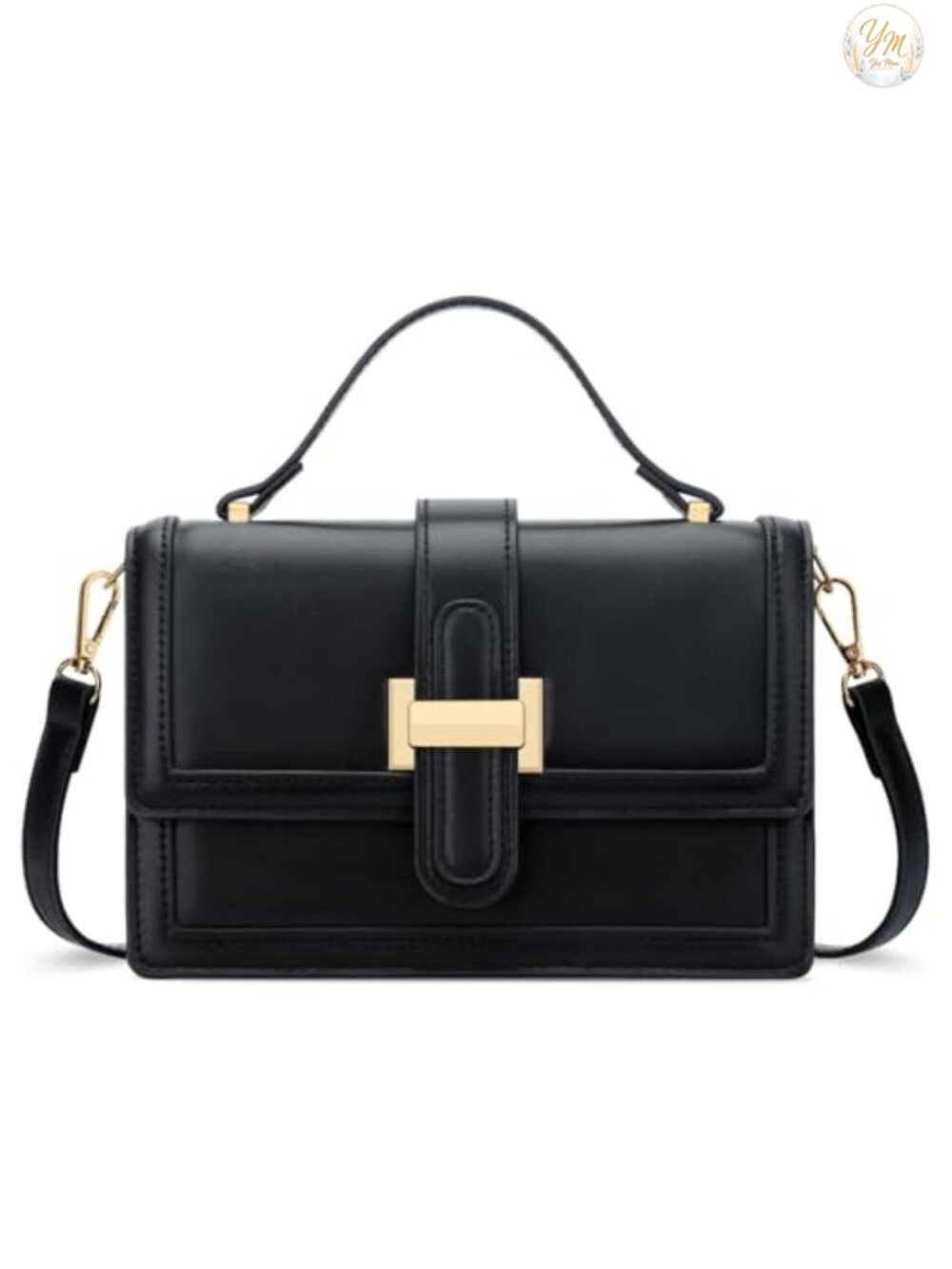 PU Leather Crossbody Bag Top Handle Small Designer Handbag Detachable Strap